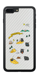 iPhone 7 Plus用 【コラボ プリント Design by すいかねこ 004 】 カーボン調 背面 保護 フィルム 日本製