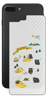 iPhone 7 Plus用 【コラボ プリント Design by すいかねこ 004 】 カーボン調 背面 保護 フィルム 日本製