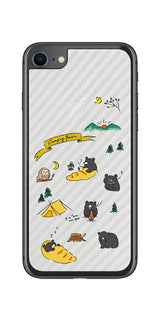 iPhone SE 2020 第2世代 / iPhone 8用 【コラボ プリント Design by すいかねこ 004 】 カーボン調 背面 保護 フィルム 日本製