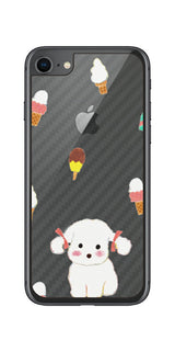 iPhone SE 2020 第2世代 / iPhone 8用 【コラボ プリント Design by よこお さとみ 002】 カーボン調 背面 保護 フィルム 日本製