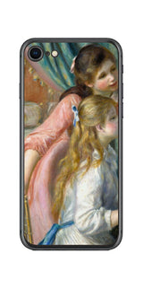 iPhone SE 第2世代用 背面 保護 フィルム 名画 プリント ルノワール ピアノを弾く二人の少女( ピエール=オーギュスト・ルノワール Pierre-Auguste Renoir )