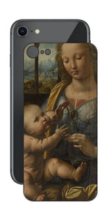 iPhone SE 第2世代用 背面 保護 フィルム 名画 プリント ダ・ヴィンチ カーネションの聖母( レオナルド・ダ・ヴィンチ Leonardo da Vinci )