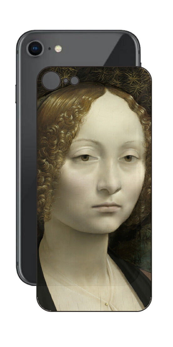 iPhone SE  第2世代用 背面 保護 フィルム 名画 プリント ダ・ヴィンチ ジネーヴラ・デ・ベンチの肖像（ レオナルド・ダ・ヴィンチ Leonardo da Vinci ）