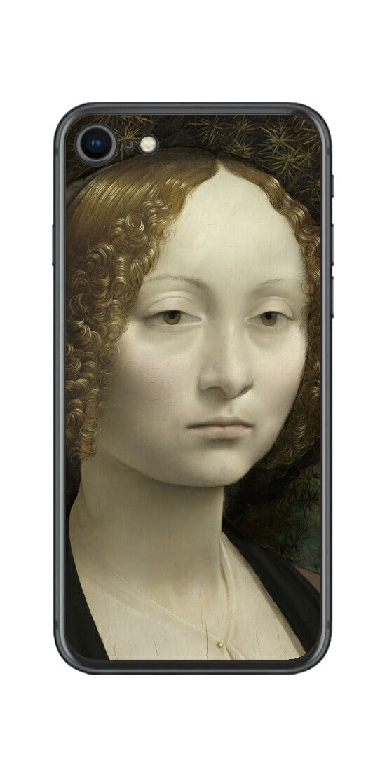 iPhone SE  第2世代用 背面 保護 フィルム 名画 プリント ダ・ヴィンチ ジネーヴラ・デ・ベンチの肖像（ レオナルド・ダ・ヴィンチ Leonardo da Vinci ）