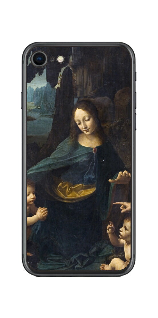 iPhone SE  第2世代用 背面 保護 フィルム 名画 プリント ダ・ヴィンチ 岩窟の聖母（ レオナルド・ダ・ヴィンチ Leonardo da Vinci ）