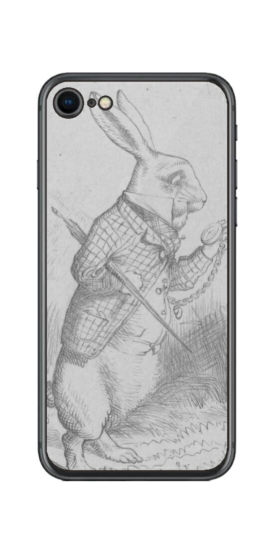 iPhone SE  第2世代用 背面 保護 フィルム 名画プリント ジョン・テニエル （ John Tenniel ) 白ウサギ