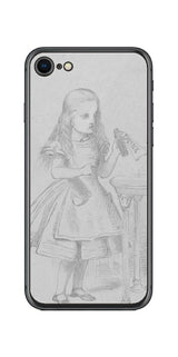 iPhone SE 第2世代用 背面 保護 フィルム 名画プリント ジョン・テニエル ( John Tenniel ) 「私を飲んで」と書かれた瓶の場面