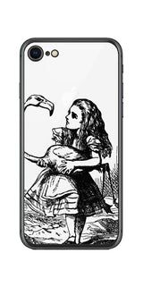 iPhone SE 第2世代用 背面 保護 フィルム 名画プリント ジョン・テニエル ( John Tenniel ) フラミンゴでクロッケーをする場面