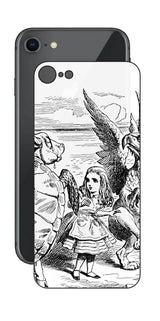 iPhone SE 第2世代用 背面 保護 フィルム 名画プリント ジョン・テニエル ( John Tenniel ) 海ガメもどきとグリフォン