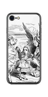 iPhone SE 第2世代用 背面 保護 フィルム 名画プリント ジョン・テニエル ( John Tenniel ) 海ガメもどきとグリフォン