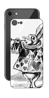 iPhone SE 第2世代用 背面 保護 フィルム 名画プリント ジョン・テニエル ( John Tenniel ) 白ウサギ(ラッパ)