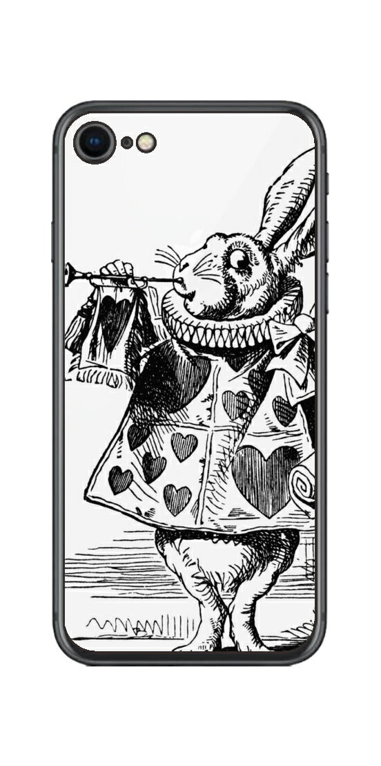 iPhone SE  第2世代用 背面 保護 フィルム 名画プリント ジョン・テニエル （ John Tenniel ) 白ウサギ(ラッパ)