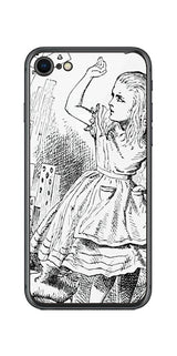iPhone SE 第2世代用 背面 保護 フィルム 名画プリント ジョン・テニエル ( John Tenniel ) トランプがアリスにとびかかる場面