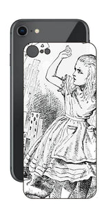 iPhone SE 第2世代用 背面 保護 フィルム 名画プリント ジョン・テニエル ( John Tenniel ) トランプがアリスにとびかかる場面