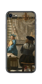 iPhone SE 第2世代用 背面 保護 フィルム 名画 プリント フェルメール 絵画の芸術 ( ヨハネス・フェルメール Johannes Vermeer )