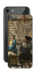 iPhone SE 第2世代用 背面 保護 フィルム 名画 プリント フェルメール 絵画の芸術 ( ヨハネス・フェルメール Johannes Vermeer )
