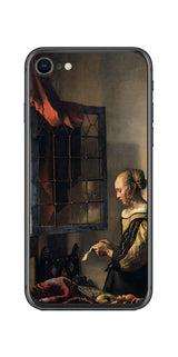 iPhone SE 第2世代用 背面 保護 フィルム 名画 プリント フェルメール 開いた窓辺で手紙を読む少女 ( ヨハネス・フェルメール Johannes Vermeer )