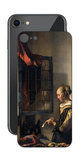 iPhone SE 第2世代用 背面 保護 フィルム 名画 プリント フェルメール 開いた窓辺で手紙を読む少女 ( ヨハネス・フェルメール Johannes Vermeer )