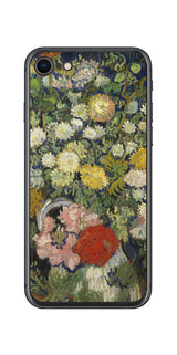 iPhone SE 第2世代用 背面 保護 フィルム 名画 プリント ゴッホ 花瓶の花の花束( フィンセント ファン ゴッホ Vincent Willem van Gogh )