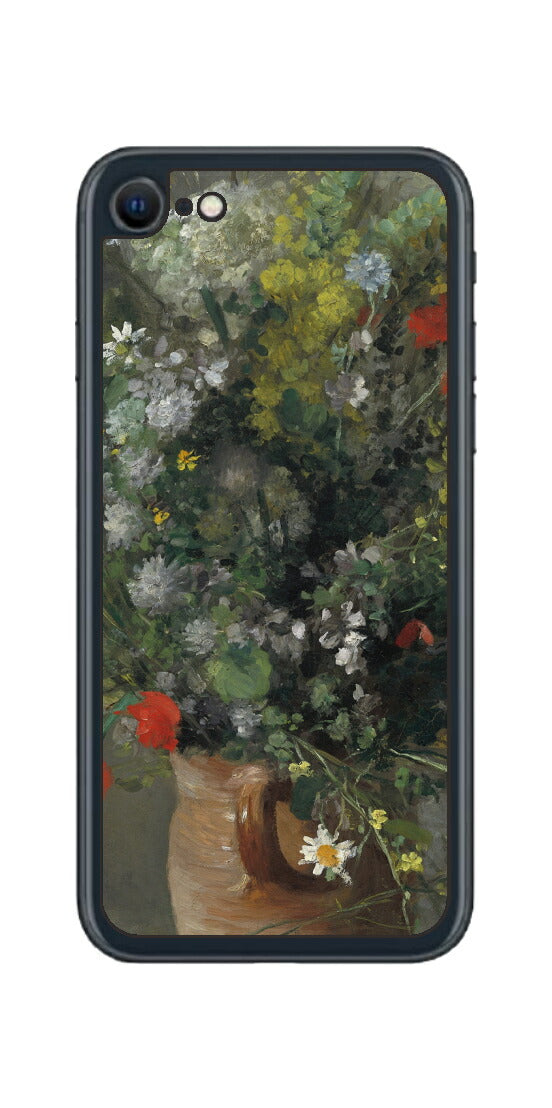 iPhone SE 2022 第3世代用 背面 保護 フィルム 名画 プリント ルノワール 花瓶の花（ ピエール＝オーギュスト・ルノワール Pierre-Auguste Renoir ）