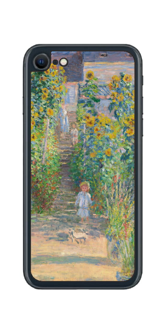 iPhone SE 2022 第3世代用 背面 保護 フィルム 名画プリント クロード・モネ （ Claude Monet ) ヴェトゥイユの画家の庭