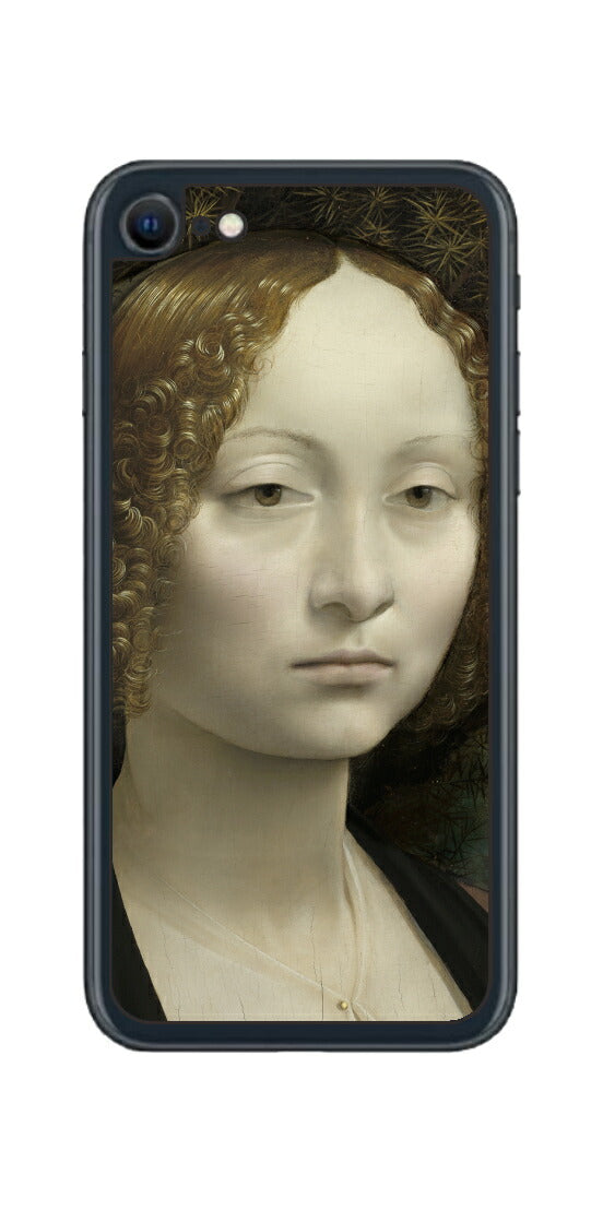 iPhone SE 2022 第3世代用 背面 保護 フィルム 名画 プリント ダ・ヴィンチ ジネーヴラ・デ・ベンチの肖像（ レオナルド・ダ・ヴィンチ Leonardo da Vinci ）