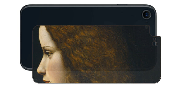 iPhone SE 2022 第3世代用 背面 保護 フィルム 名画 プリント ダ・ヴィンチ 若い女性の肖像（ レオナルド・ダ・ヴィンチ Leonardo da Vinci ）