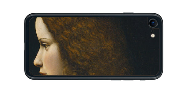 iPhone SE 2022 第3世代用 背面 保護 フィルム 名画 プリント ダ・ヴィンチ 若い女性の肖像（ レオナルド・ダ・ヴィンチ Leonardo da Vinci ）