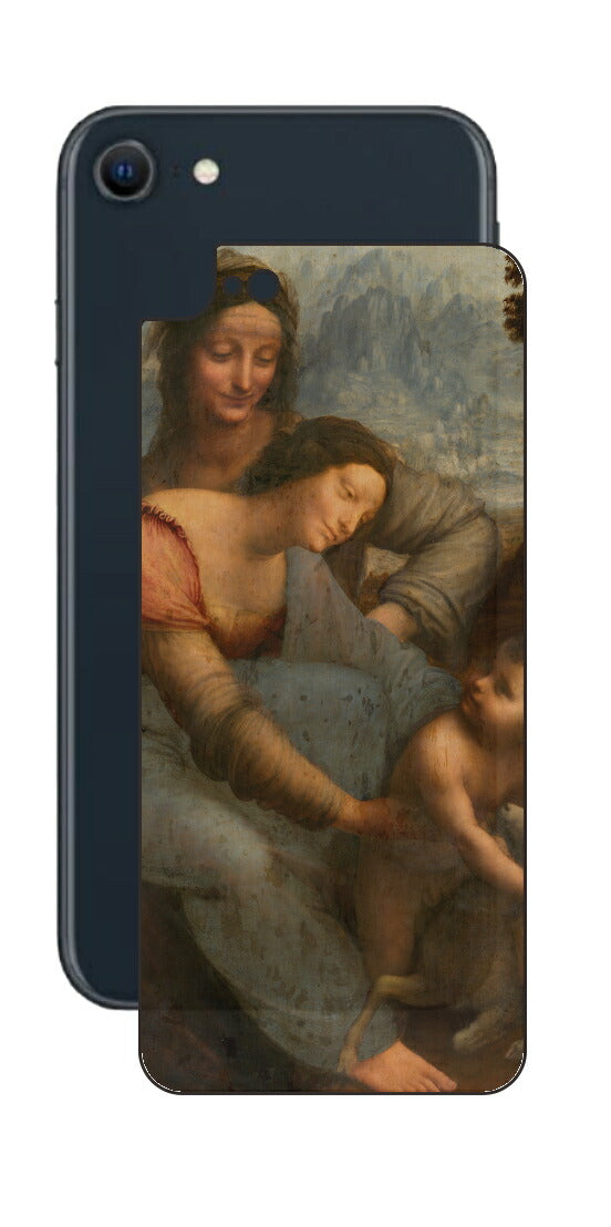 iPhone SE 2022 第3世代用 背面 保護 フィルム 名画 プリント ダ・ヴィンチ 聖アンナと聖母子（ レオナルド・ダ・ヴィンチ Leonardo da Vinci ）