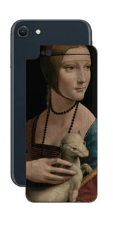 iPhone SE 2022 第3世代用 背面 保護 フィルム 名画 プリント ダ・ヴィンチ 白貂を抱く貴婦人( レオナルド・ダ・ヴィンチ Leonardo da Vinci )