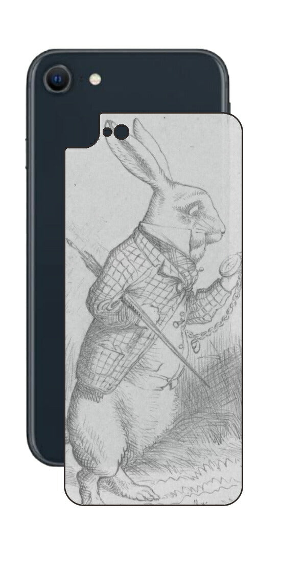 iPhone SE 2022 第3世代用 背面 保護 フィルム 名画プリント ジョン・テニエル （ John Tenniel ) 白ウサギ