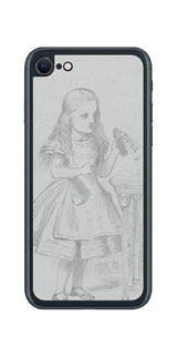 iPhone SE 2022 第3世代用 背面 保護 フィルム 名画プリント ジョン・テニエル （ John Tenniel ) 「私を飲んで」と書かれた瓶の場面
