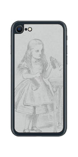 iPhone SE 2022 第3世代用 背面 保護 フィルム 名画プリント ジョン・テニエル ( John Tenniel ) 「私を飲んで」と書かれた瓶の場面