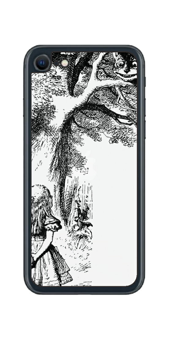 iPhone SE 2022 第3世代用 背面 保護 フィルム 名画プリント ジョン・テニエル （ John Tenniel ) チェシャ猫