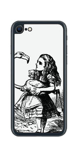 iPhone SE 2022 第3世代用 背面 保護 フィルム 名画プリント ジョン・テニエル ( John Tenniel ) フラミンゴでクロッケーをする場面