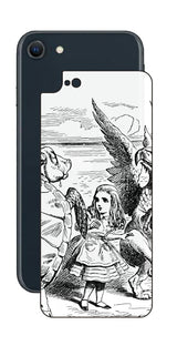 iPhone SE 2022 第3世代用 背面 保護 フィルム 名画プリント ジョン・テニエル ( John Tenniel ) 海ガメもどきとグリフォン