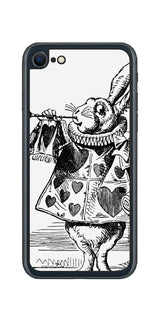 iPhone SE 2022 第3世代用 背面 保護 フィルム 名画プリント ジョン・テニエル ( John Tenniel ) 白ウサギ(ラッパ)