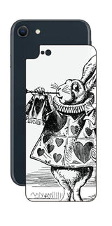 iPhone SE 2022 第3世代用 背面 保護 フィルム 名画プリント ジョン・テニエル ( John Tenniel ) 白ウサギ(ラッパ)