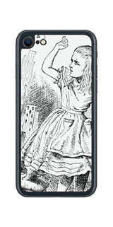 iPhone SE 2022 第3世代用 背面 保護 フィルム 名画プリント ジョン・テニエル ( John Tenniel ) トランプがアリスにとびかかる場面