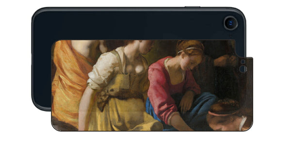 iPhone SE 2022 第3世代用 背面 保護 フィルム 名画 プリント フェルメール ディアナとニンフたち （ ヨハネス・フェルメール Johannes Vermeer ）