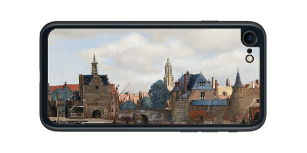 iPhone SE 2022 第3世代用 背面 保護 フィルム 名画 プリント フェルメール デルフトの眺望 （ ヨハネス・フェルメール Johannes Vermeer ）