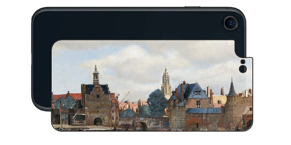 iPhone SE 2022 第3世代用 背面 保護 フィルム 名画 プリント フェルメール デルフトの眺望 （ ヨハネス・フェルメール Johannes Vermeer ）