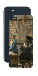 iPhone SE 2022 第3世代用 背面 保護 フィルム 名画 プリント フェルメール 絵画の芸術 ( ヨハネス・フェルメール Johannes Vermeer )