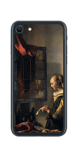 iPhone SE 2022 第3世代用 背面 保護 フィルム 名画 プリント フェルメール 開いた窓辺で手紙を読む少女 ( ヨハネス・フェルメール Johannes Vermeer )