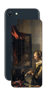 iPhone SE 2022 第3世代用 背面 保護 フィルム 名画 プリント フェルメール 開いた窓辺で手紙を読む少女 ( ヨハネス・フェルメール Johannes Vermeer )