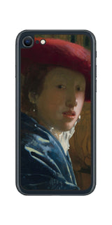 iPhone SE 2022 第3世代用 背面 保護 フィルム 名画 プリント フェルメール 赤い帽子の少女 ( ヨハネス・フェルメール Johannes Vermeer )