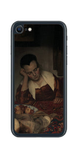 iPhone SE 2022 第3世代用 背面 保護 フィルム 名画 プリント フェルメール 眠っているメイド ( ヨハネス・フェルメール Johannes Vermeer )