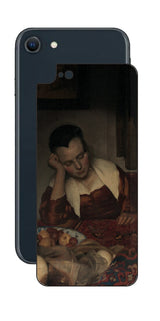 iPhone SE 2022 第3世代用 背面 保護 フィルム 名画 プリント フェルメール 眠っているメイド （ ヨハネス・フェルメール Johannes Vermeer ）