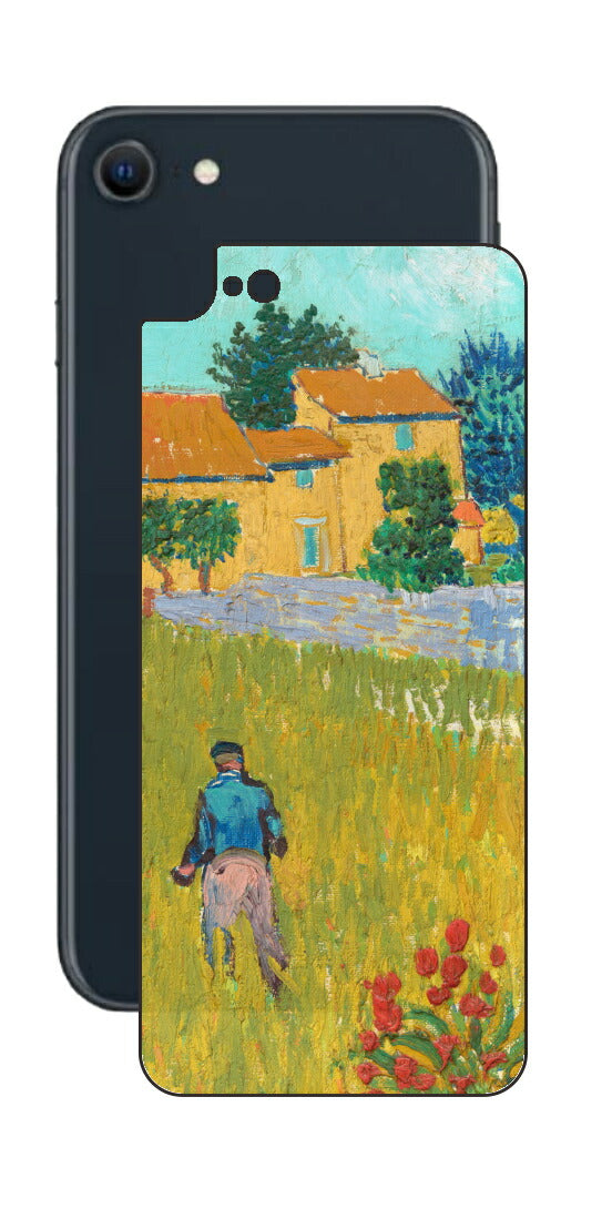 iPhone SE 2022 第3世代用 背面 保護 フィルム 名画 プリント ゴッホ プロヴァンスの農家（ フィンセント ファン ゴッホ Vincent Willem van Gogh ）