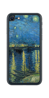 iPhone SE 2022 第3世代用 背面 保護 フィルム 名画 プリント ゴッホ ローヌの星月夜( フィンセント ファン ゴッホ Vincent Willem van Gogh )